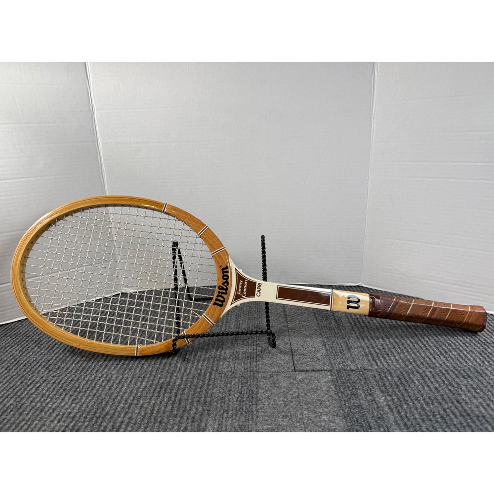 Wilson Jimmy Connors Capri Vintage Wooden Tennis Racquet Brown Cream 27 inch